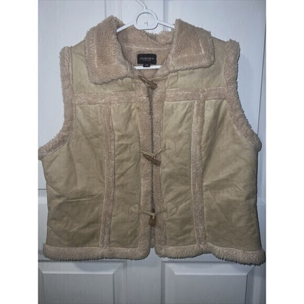 Sonoma Microsuede Faux Sheep Lined Tan Vest Size‎ XL